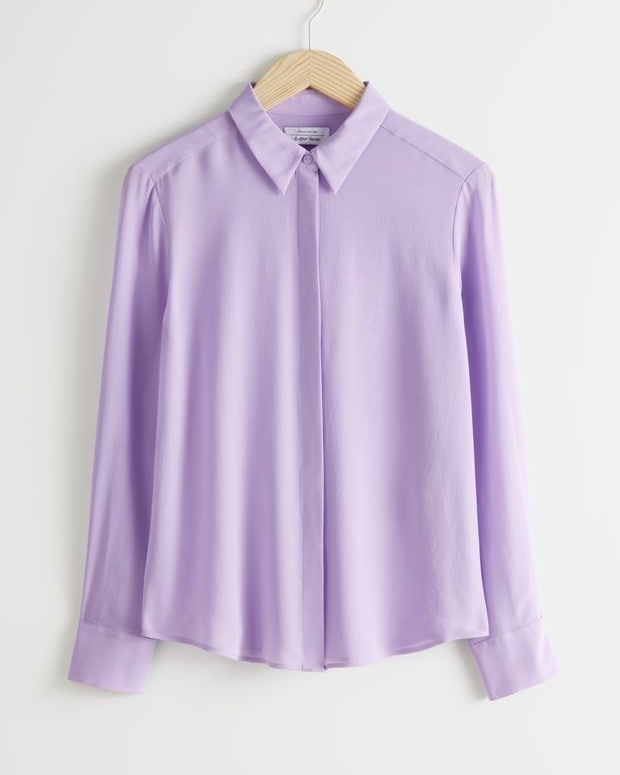 LILAC BUTTON DOWN TOP